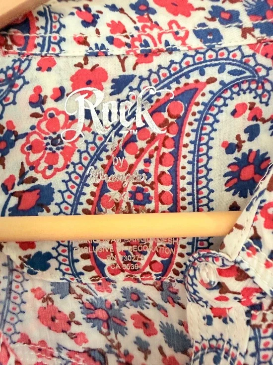 Wrangler Paisley Button-Up in Red, Blue & White, Pear Snaps XXL - Picture 6 of 10